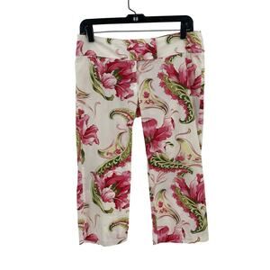 Floral capri pants pink green Twenty One size medium Vintage Made in USA